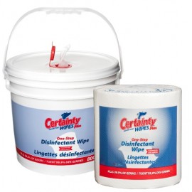 Certainty Plus Disinfectant Wipes: 800 count Roll & Dispensing Bucket