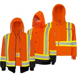 3-in-1 Safety Jacket: Ground Force, orange / black