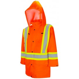 Rain Jacket: Hi-Visibility Safety Orange, Oxford