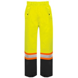 Rain Pants: PU Coated Oxford, Hi-Vis Yellow / Black