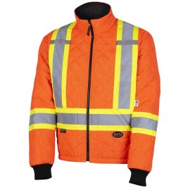Quilted Safety Jacket: Pioneer, hi-vis orange