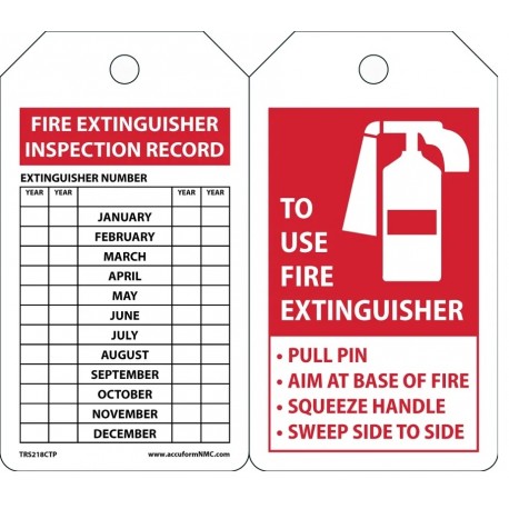 Fire Extinguisher Instruction Tags: 25/pk