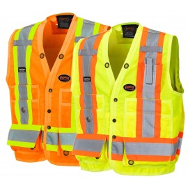 Surveyors Safety Vest: 16 Pockets, deluxe, Pioneer