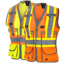 Women's Surveyors Safety Vest: 16 Pockets, deluxe, Pioneer