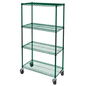 Shelf Cart: Green Epoxy Wire Mesh