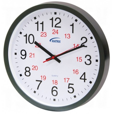 Wall Clock: battery operated, 12/24 hr.