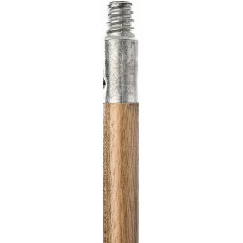 Broom Handle: Metal Tip, Wood, 60” L, 15/16” D
