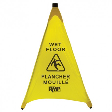 Bilingual Pop-Up Safety Cone: Caution Wet Floor