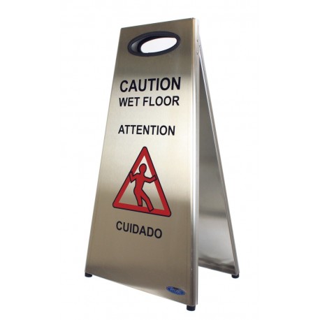 Wet Floor Sign: Stainless Steel