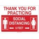 Sign: Aluminum - Thank You For Practicing Social Distancing