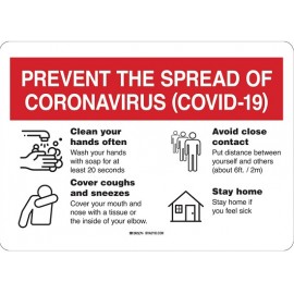 Sign: Aluminum, Prevent the Spread of Coronavirus COVID-19