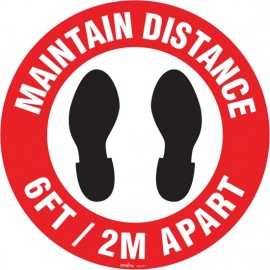 Floor Sign: Maintain Distance, 17"