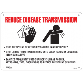 Sign: Plastic, "Reduce Disease Transmission"