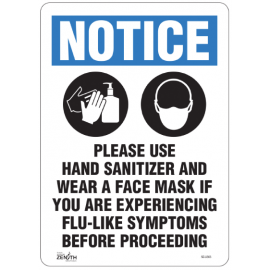 Sign: Vinyl, "Please Use Hand Sanitizer and Face Mask"