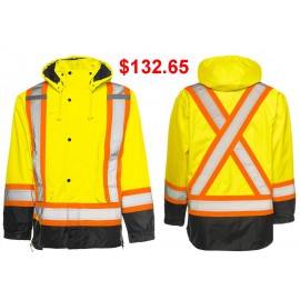 Traffic Parka: 6 in 1 Hi-Vis Lime Yellow