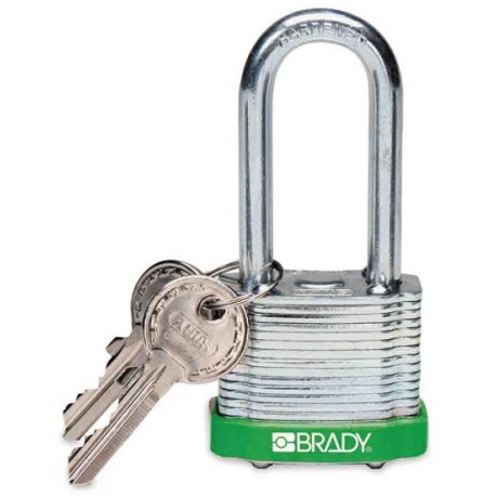 Brady Steel Padlock: 2", Green